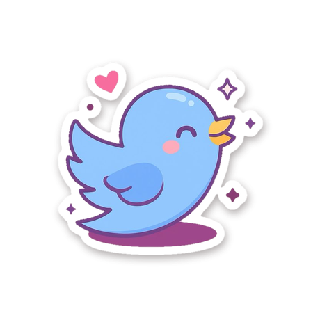 Passarinho azul fofo, adesivo do Twitter